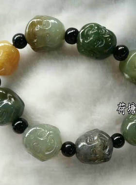 天然笑佛手串青海料新疆和田玉