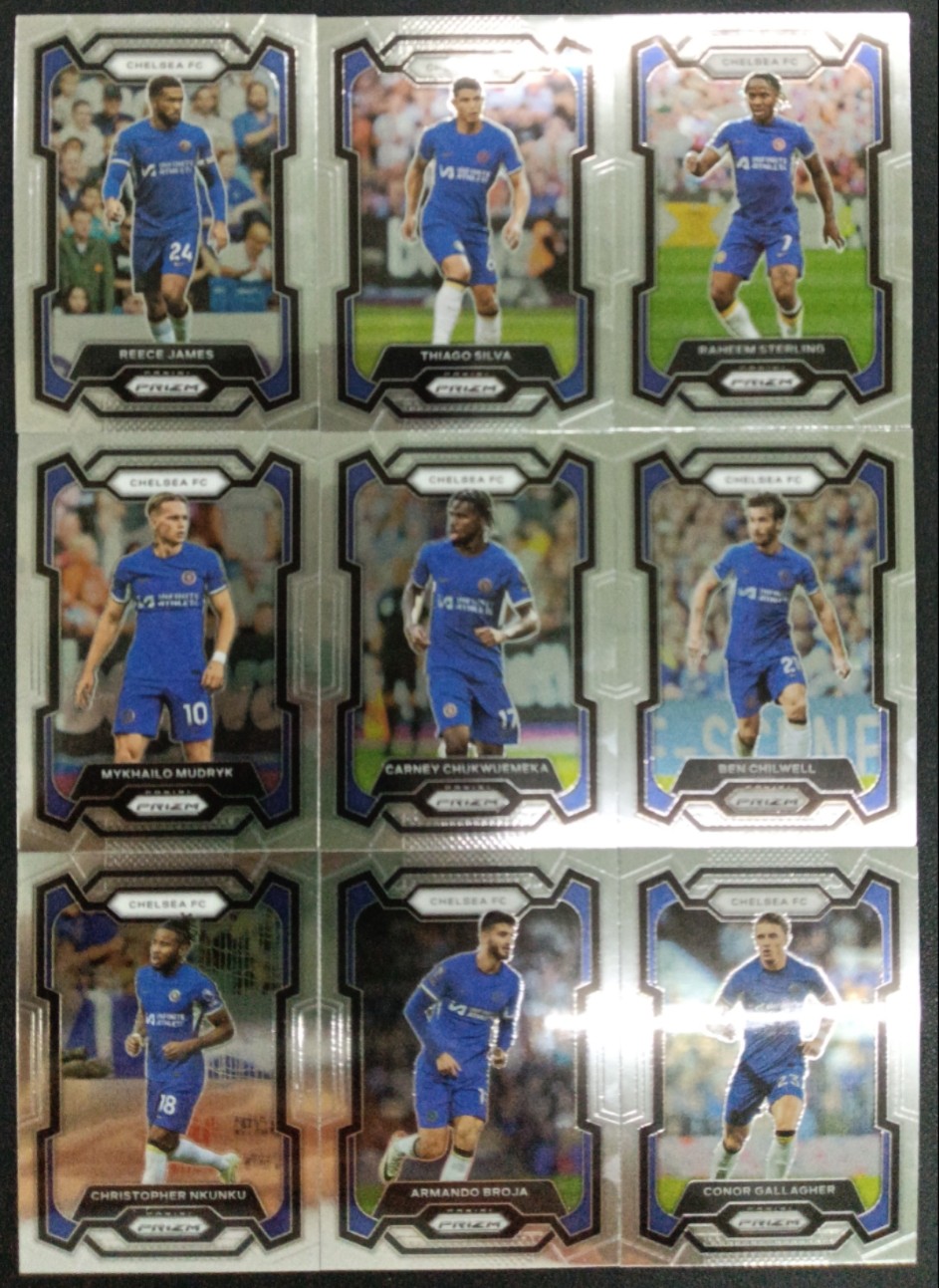 足球球星卡panini 2023-24 prizm英超切尔西队亮闪面普卡新秀卡rc