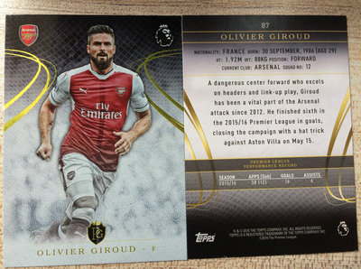 足球球星卡Topps1617PremierGold