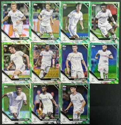足球球星卡 topps 2021-22 欧冠碧玉折射 皇马队 普卡新秀卡全套