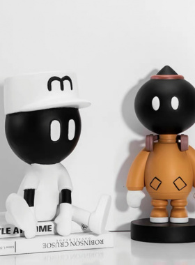 简约现代样板间客厅电视柜创意人物雕塑摆件儿童房家居组合装饰品