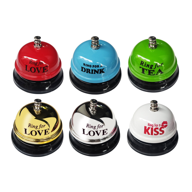 现货铃铛金属不锈钢铃铛彩色英文传唤按铃抢答铃餐厅叫餐铃传菜铃