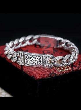 男士银饰个性潮纯银女士手链情侣