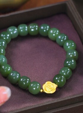 新款玫瑰佳人和田玉手链女时尚潮