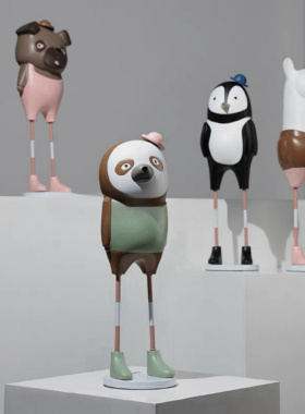 现代简约创意卡通高脚动物雕塑摆件样板间儿童房家居桌面软装