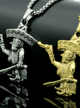 乌鸦韩版情侣嘻哈吊坠钛钢男士