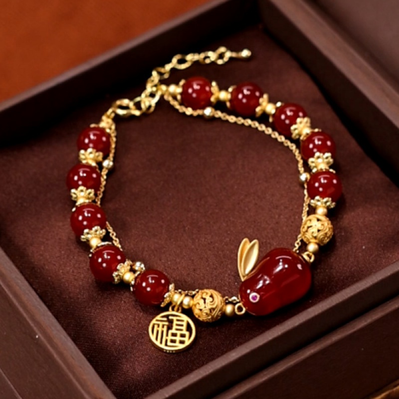 新款网红直播同款喜玉鸿兔双层叠