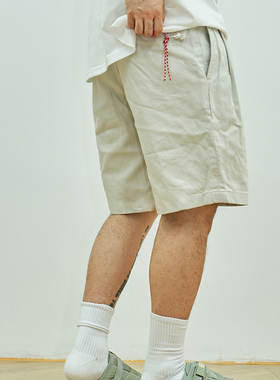 官网折扣 BEAMS JAPA裤子日系户外廓形红绳五分双褶休闲运动短裤