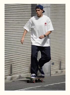 【官网五折】BEAMS JAPA 富士山刺绣台湾限定日系棉宽松情侣短袖