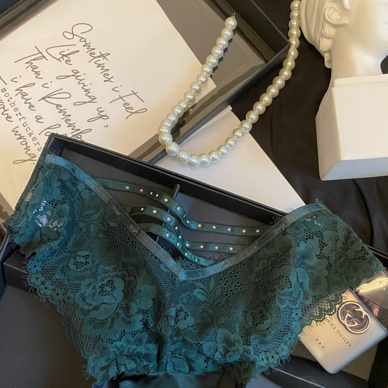 御姐性感纯欲高级孔雀蓝睫毛蕾丝小V缎面细带镂空钉珠三角内裤女,女士内衣/男士内衣/家居服,女三角裤,淘宝优惠券,粉丝福利购,淘宝优惠卷