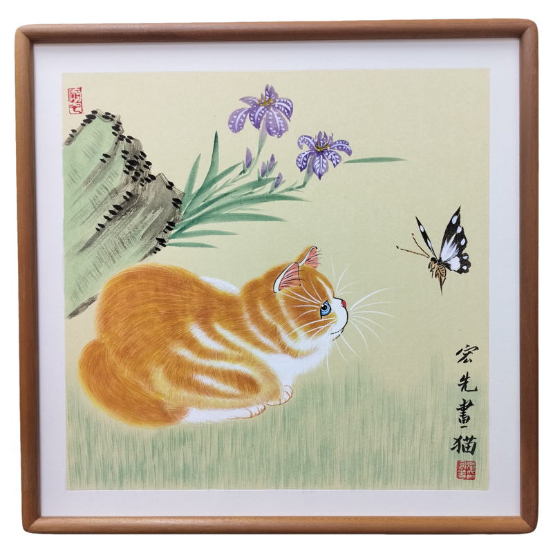 纯手绘工笔猫名家亲笔收藏级国画客厅卧室玄关过道书房装饰挂字画