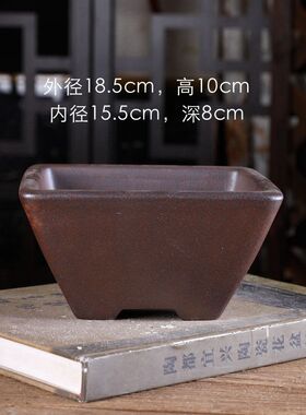 宜兴紫砂大号花盆 柴烧复古中式 WC104#斗盆中 盆景绿植桌面