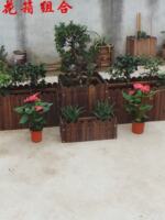 Anti-corrosion wood flower box, large rectangular flowerpot, balcony vegetable growing pot, carbonized solid wood fence planting box, succulent flower trough thumbnail 4