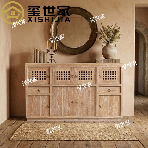 美式复古风实木玄关柜客厅储物柜