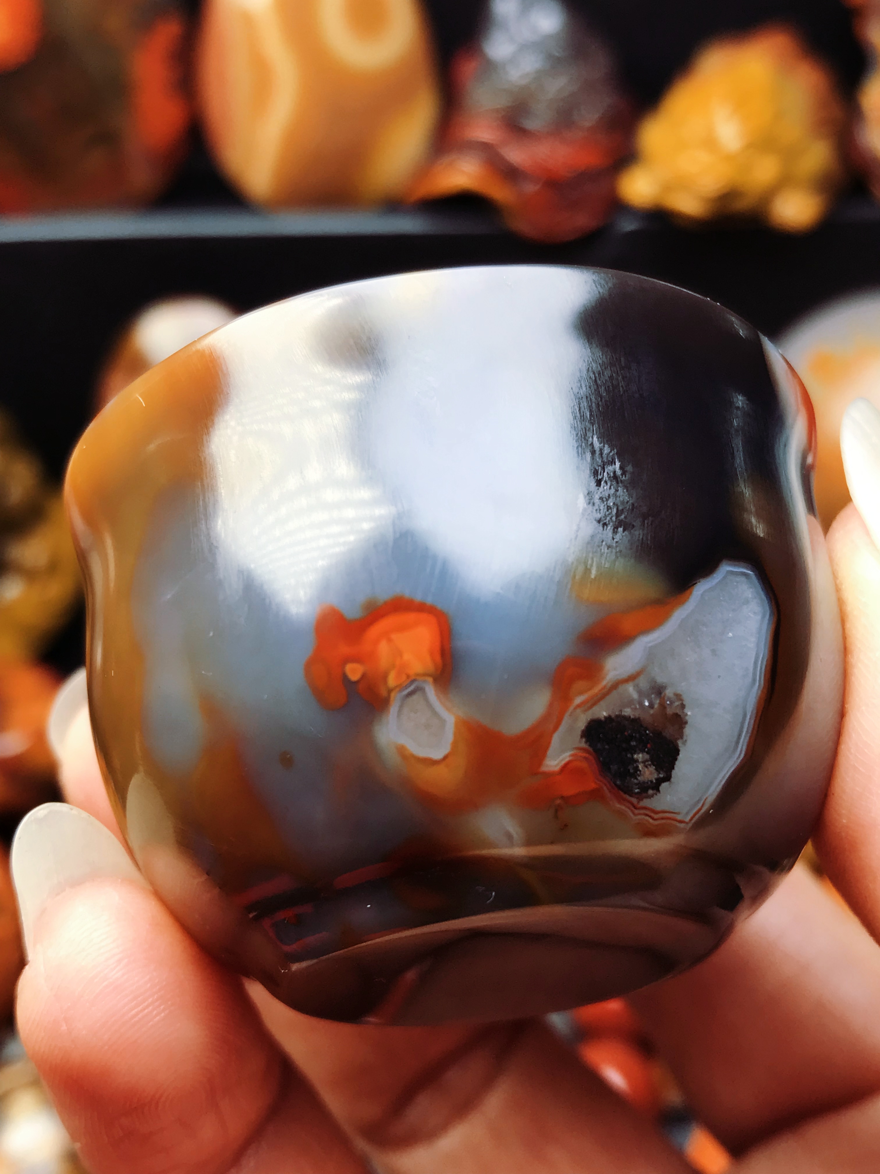 战国红玛瑙精品非主流魔幻兰像形大公鸡小碗摆件