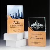木质透明水晶奖杯定制彩印授权牌创意年会颁奖优秀员工纪念品奖牌