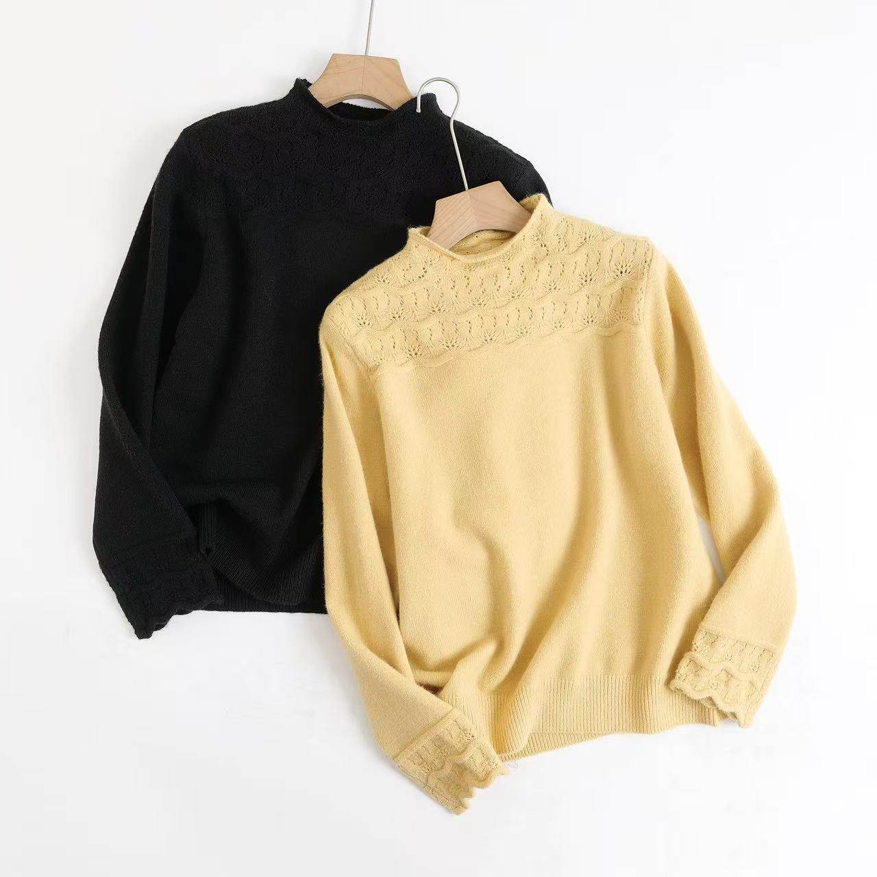 大码女装遮肚子秋冬半高领镂空针织衫时尚宽松纯色钩花毛衣打底衫,女装/女士精品,大码内搭,淘宝优惠券,粉丝福利购,淘宝优惠卷