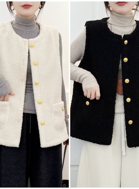 大码女装遮肚子秋冬新款宽松加厚绒保暖马甲外套百搭显瘦坎肩962