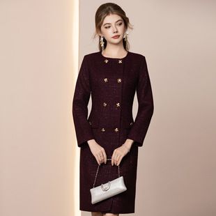 毛呢连衣裙冬装高级感女人味新款重要场合显身材裙子厚款精品女装