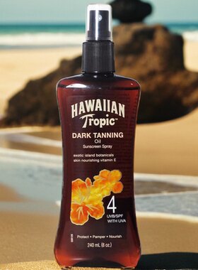 包邮Hawaiian tropic夏威夷古铜色美黑油助黑油SPF4三亚海边全身