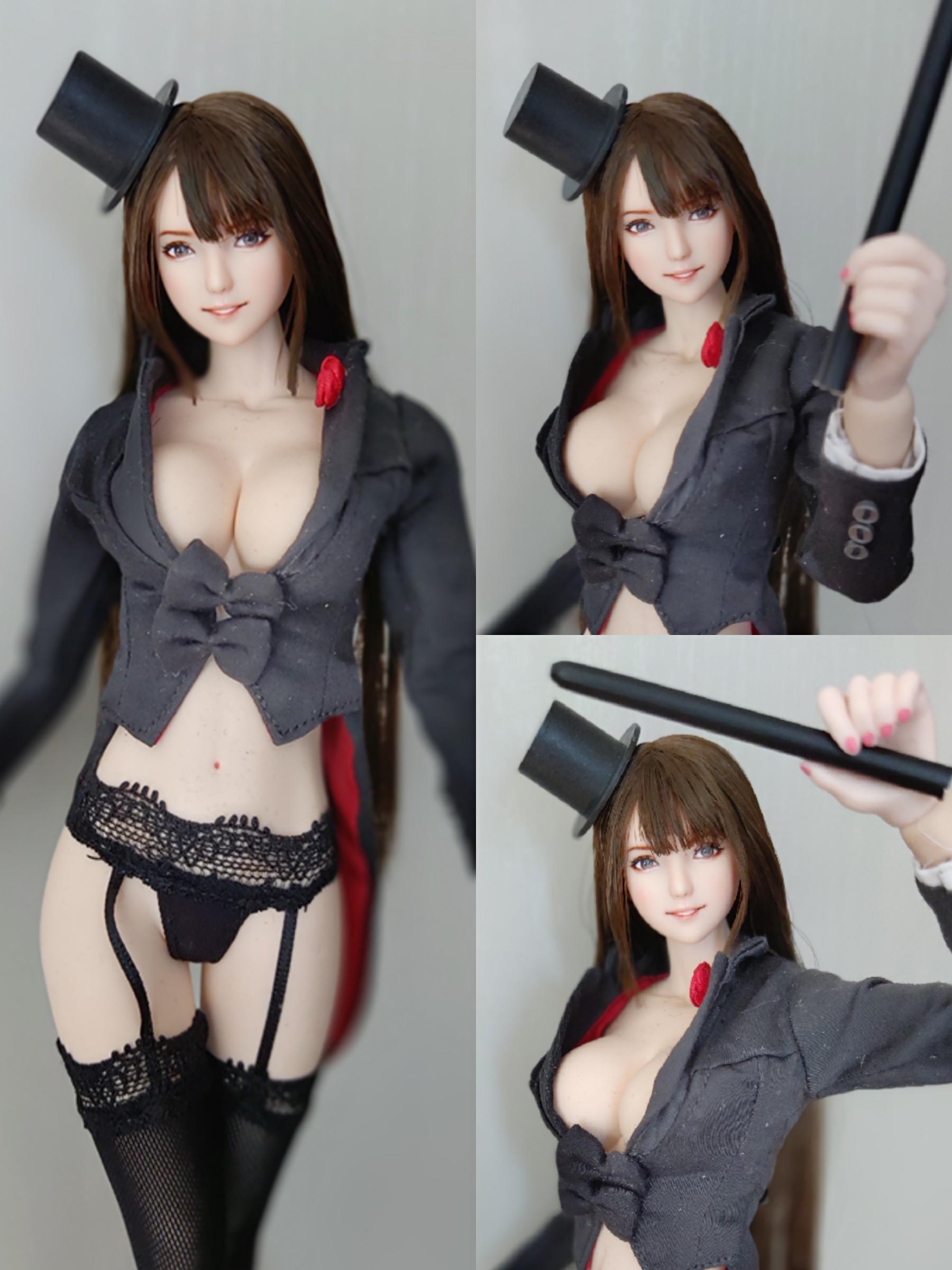 性感女魔术师 演出服 女兵人长发头雕 戴魔术帽