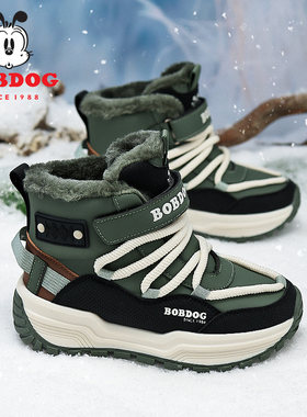 巴布豆新款冬季加绒加厚雪地靴