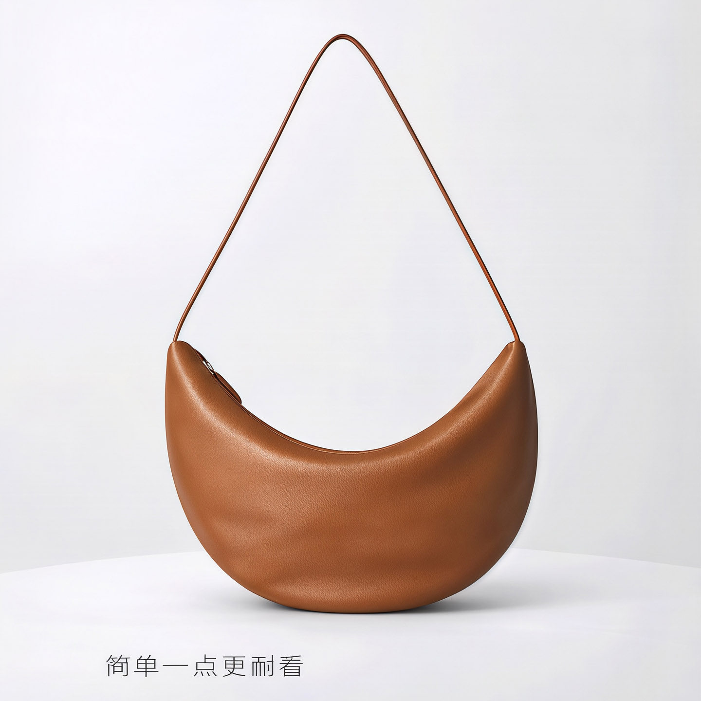 2026春夏新款真皮女包静奢风头层羊皮半月包月牙包软皮单肩腋下包