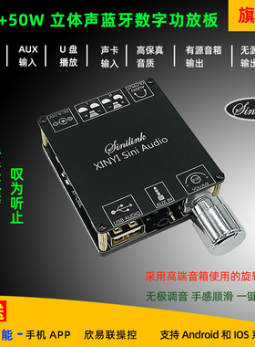 XINYI Sini Audio立体声蓝牙数字功放板50W双声道360度无极调音