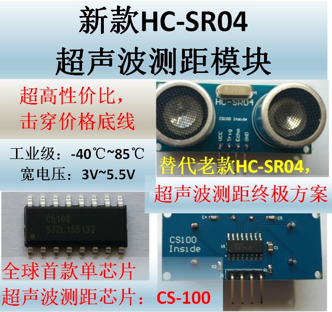 HC-SR04 超声波测距模块 宽电压3-5.5V 工业级 传感器 电子元器件市场 传感器 原图主图