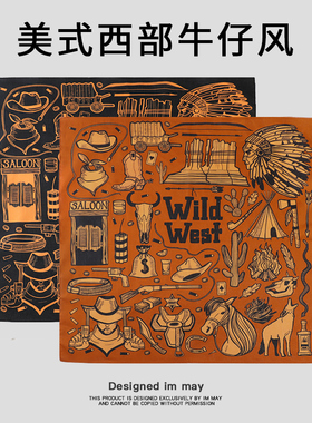 西部牛仔穿搭棉质小方巾系脖美式复古头巾阿美咔叽领巾机车裤巾男