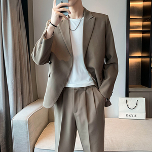 2024新款秋季个性扣西装套装男西服外套西裤a328-21705-P165控225图片