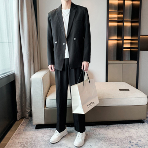 2024新款竖条纹韩版百搭西服套装男西装西裤a328-21601-P165控225图片