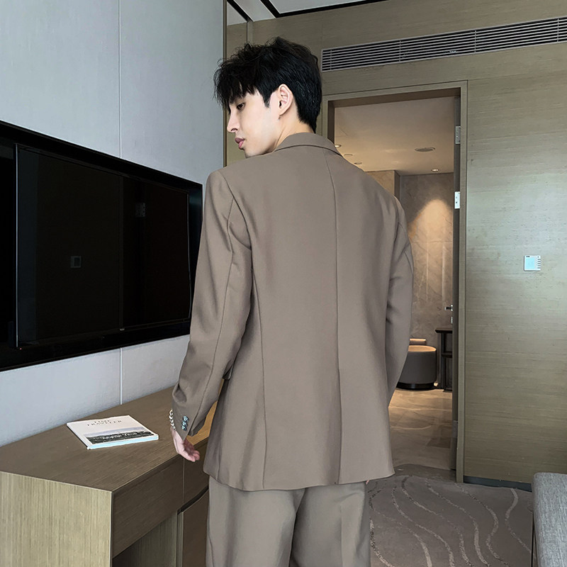 2024新款秋季韩版休闲长袖西服西裤西装套装A328-21706-P165控225,男装西服套装,星座406