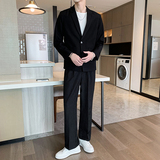 韩版气质秋季竖坑条纹西装套装男西服西裤a328-216103-P165控225，男装西服套装，星座406