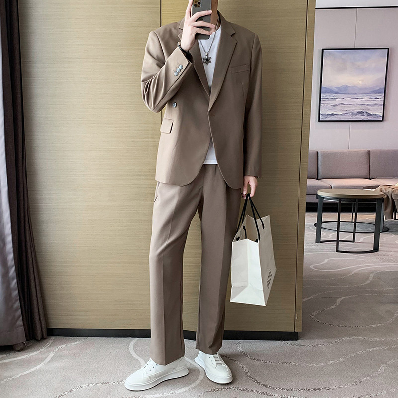 2024新款秋季韩版休闲长袖西服西裤西装套装A328-21706-P165控225,男装西服套装,星座406