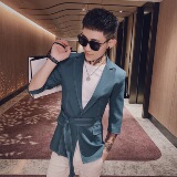 中袖西装织带社会小伙短袖西服西裤套装A328-2050-P145，男装西服套装，星座406