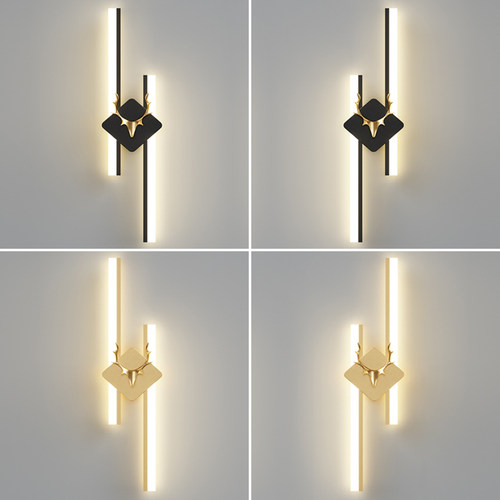 鹿头壁灯卧室床头长条主卧客厅壁灯 走廊过道楼梯背景墙网红墙灯