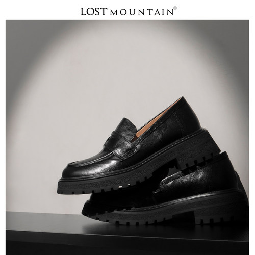 一脚蹬厚底乐福鞋圆头JK小皮鞋