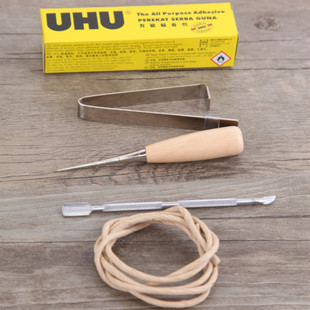 无孔口金工具套装塞布器 纸绳 布用胶水 锥子 上胶棒