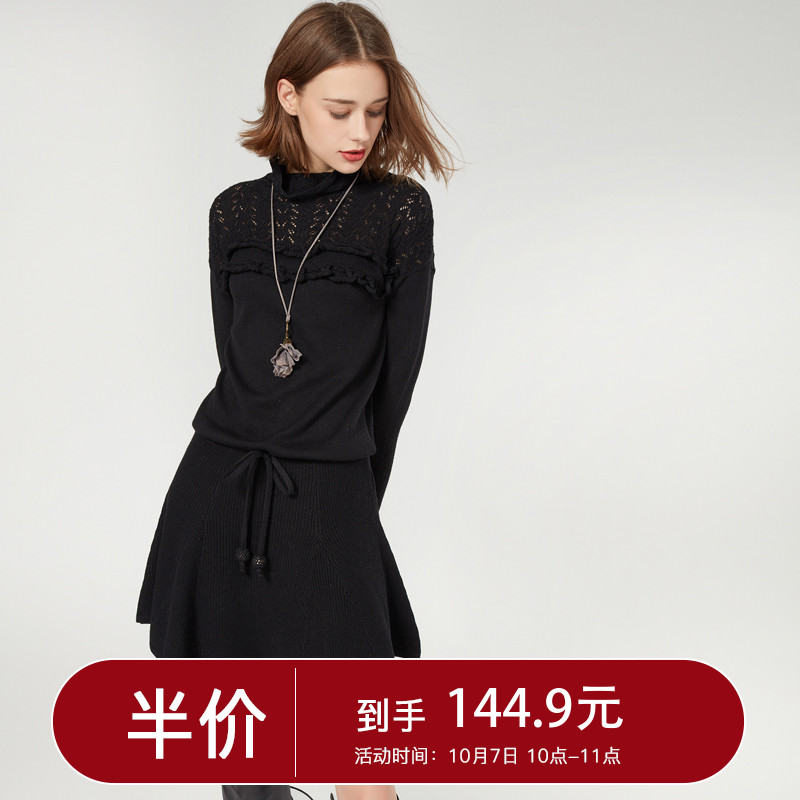Artka°¢¿¨Çï×°ÐÂ¿îÆøÖÊÐÞÉíºÚÉ«³¤ÐäÐÝÏÐÕëÖ¯Á¬ÒÂȹŮLB10275Q