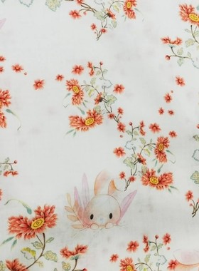 清一米价微透60支人造棉轻薄9088棉绸小兔透气夏天薄款面料