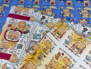 （版权花色）包包领域独家全棉8安帆布高密黄油小熊包包数码料