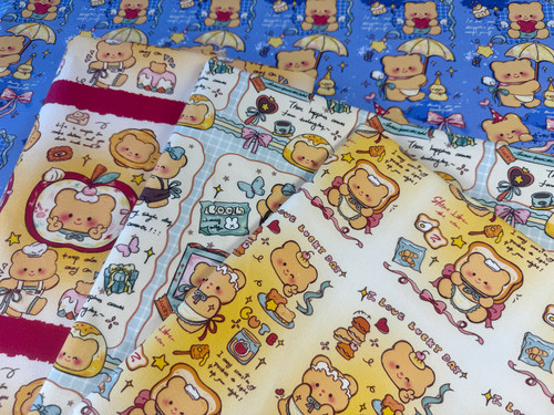 （版权花色）包包领域独家全棉8安帆布高密黄油小熊包包数码料