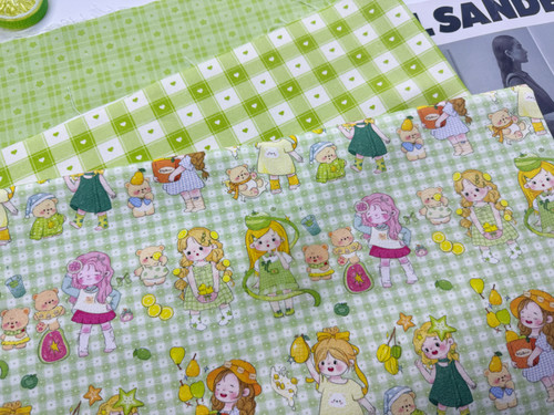 版权花色全棉8安帆布和府绸水果女孩系列包包桌布背带裤外套