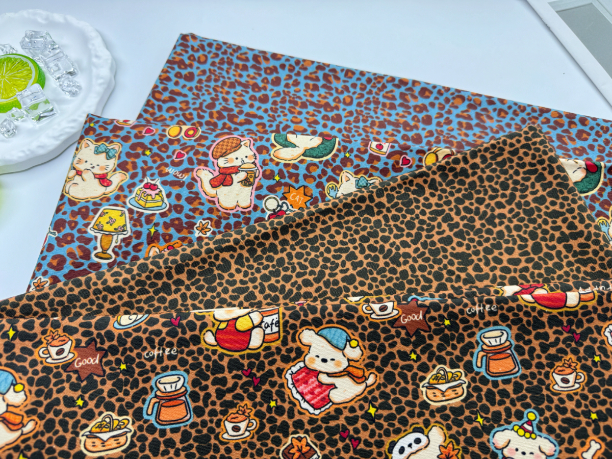 独家版权全棉8安帆布和府绸豹纹猫咪狗狗系列包包桌布背带裤外套