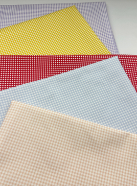 全棉8安帆布高密小细格子肠圈包包配布桌布背带裤外套料