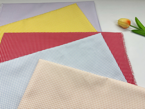 全棉8安帆布高密小细格子肠圈包包配布桌布背带裤外套料