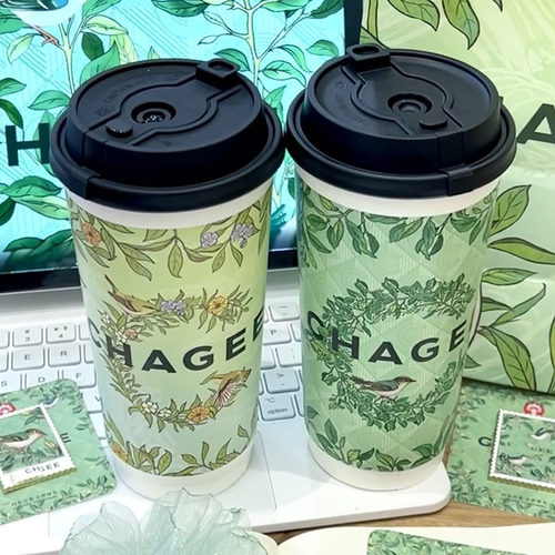 一次性纸杯子霸王奶茶杯茶姬带盖加厚双层中空冷热通用杯500700ml