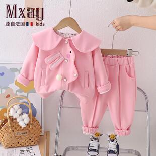 MXAG女童春装套装2026新款洋派1一3岁女宝宝春秋季运动外套婴儿童