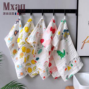 MXAG婴儿拍嗝小毛巾25x50cm纯棉六层纱布长方形幼儿园儿童洗脸巾